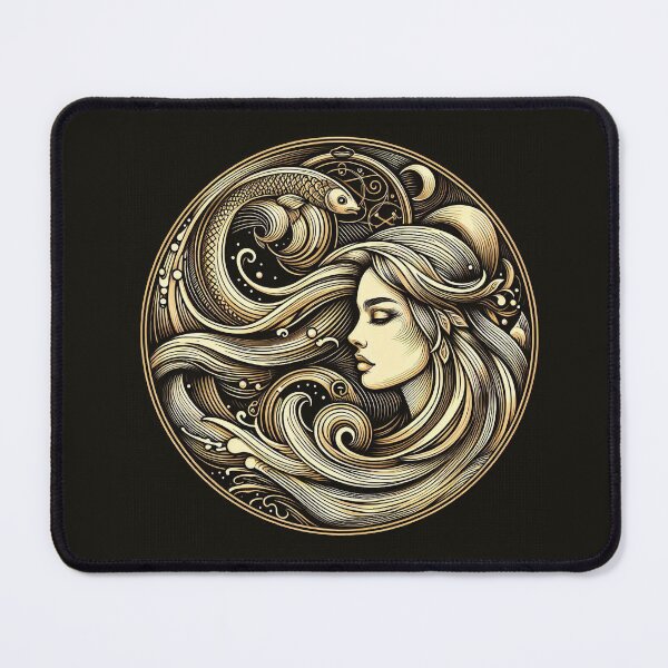 Item preview, Sacred Undine – Celestial Water Goddess, Mystical Gold Line Art designed and sold by Roberta Calabrese.