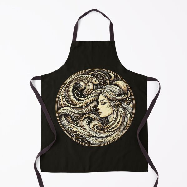 Item preview, Sacred Undine – Celestial Water Goddess, Mystical Gold Line Art designed and sold by Roberta Calabrese.