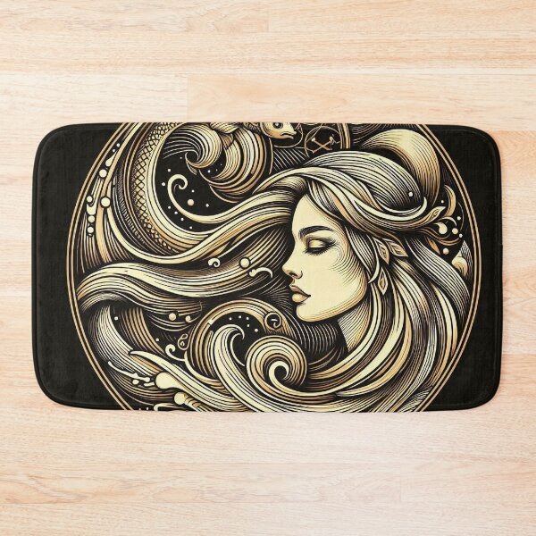 Item preview, Sacred Undine – Celestial Water Goddess, Mystical Gold Line Art designed and sold by Roberta Calabrese.
