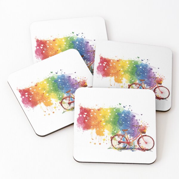 Item preview, Rainbow Bicycle Pride Watercolor Art designed and sold by VikArt7.