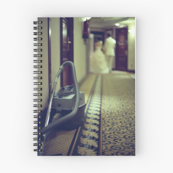 Item preview, Wedding bride and groom and vacuum cleaner in hotel corridor designed and sold by edwardolive.