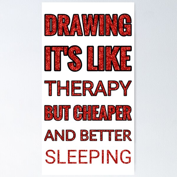 Item preview, Drawing It'S Like Therapy But Cheaper And Better Red Rhinestone designed and sold by TheIconSmith.