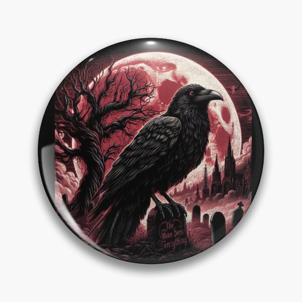 Item preview, The Moon Sees Everything – Gothic Raven Cemetery Art designed and sold by Dogandesighn.