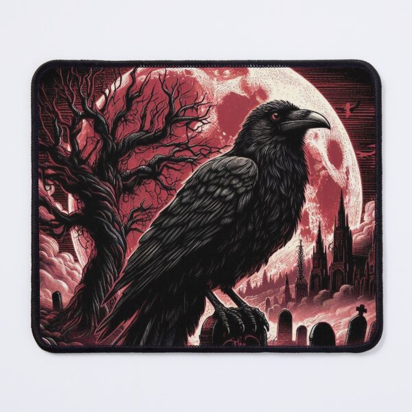 Item preview, The Moon Sees Everything – Gothic Raven Cemetery Art designed and sold by Dogandesighn.