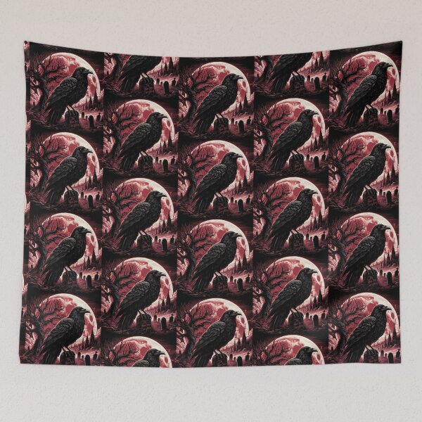 Item preview, The Moon Sees Everything – Gothic Raven Cemetery Art designed and sold by Dogandesighn.