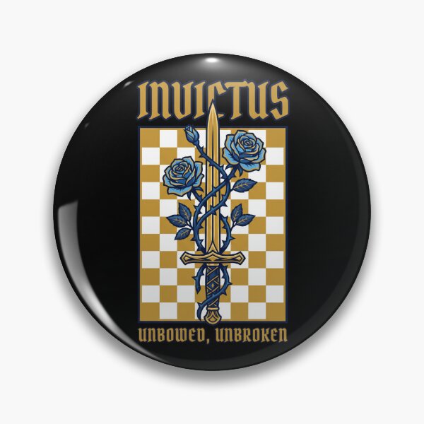 Item preview, Invictus Sword with Blue Roses & Thorns - Unbowed Unbroken Strength Design designed and sold by seven things shop.