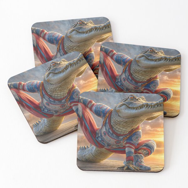 Item preview, Stylish Alligator in Sporty Outfit at Sunrise designed and sold by Artessie.