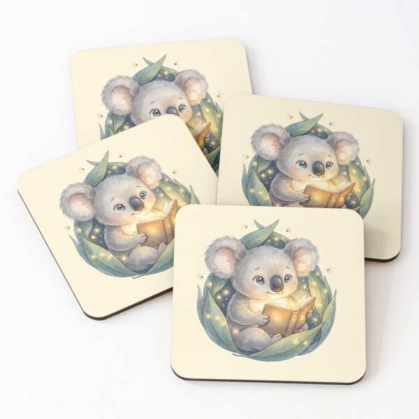 Item preview, Cozy Koala Reading Under Fairy Lights designed and sold by MythicCotton.