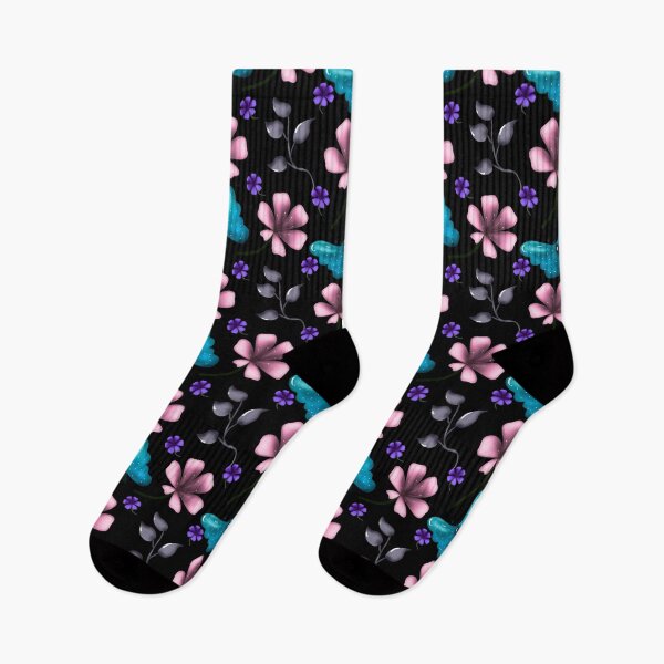 Item preview,  Whimsical Pink Floral and Blue Butterfly Seamless Pattern designed and sold by HopeAndHustle.