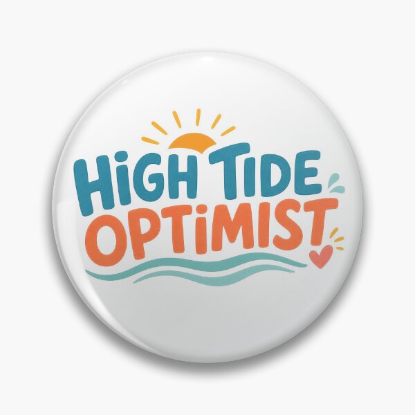 Item preview, High Tide Optimist Retro Surf Beach Typography Tee Sticker Ocean Lover Gift designed and sold by sharifex.