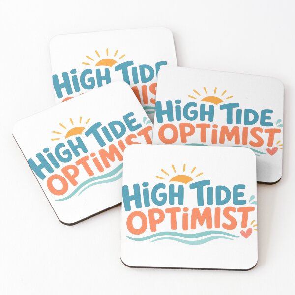 Item preview, High Tide Optimist Retro Surf Beach Typography Tee Sticker Ocean Lover Gift designed and sold by sharifex.