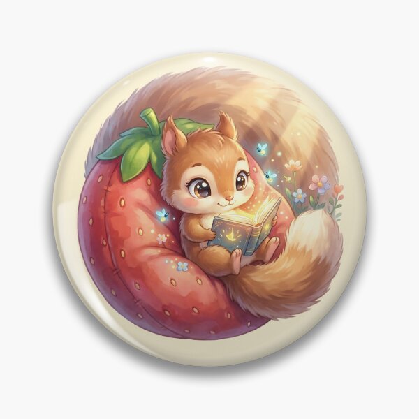 Item preview, Cute Squirrel Reading on Giant Strawberry designed and sold by MythicCotton.