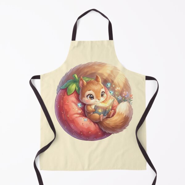 Item preview, Cute Squirrel Reading on Giant Strawberry designed and sold by MythicCotton.