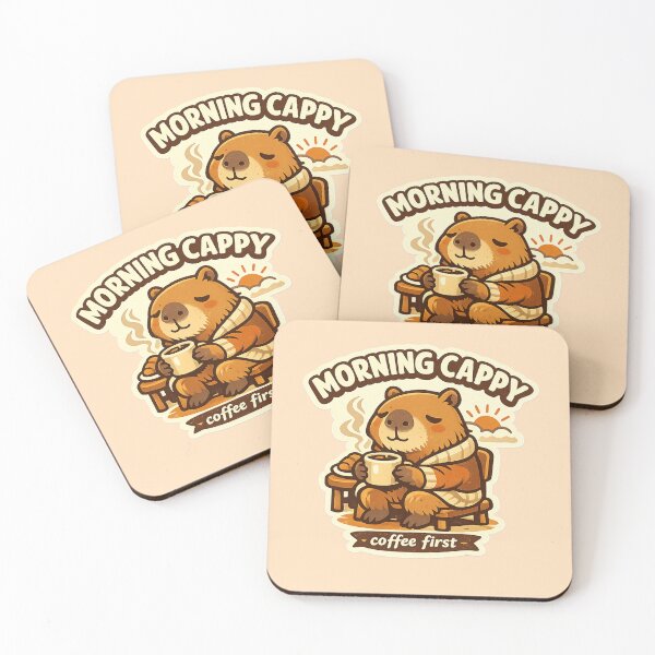 Item preview, Morning Cappy Coffee First Cute Capybara Retro Sticker designed and sold by Watchyyy.