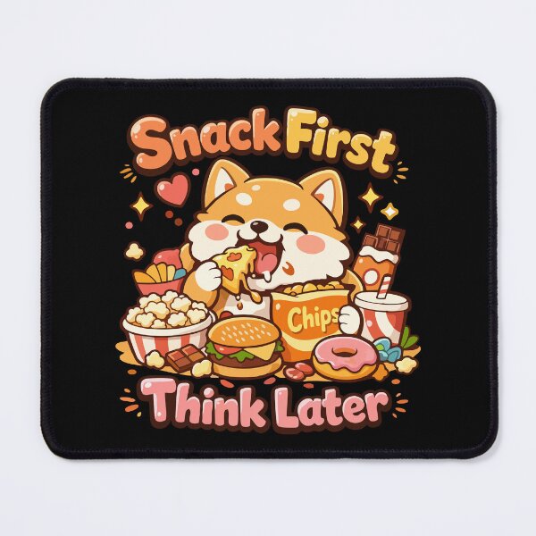 Item preview, Snack First, Think Later – Kawaii Hungry Dog Snack Lover Cute Foodie Design T-Shirt designed and sold by DarojadNR.