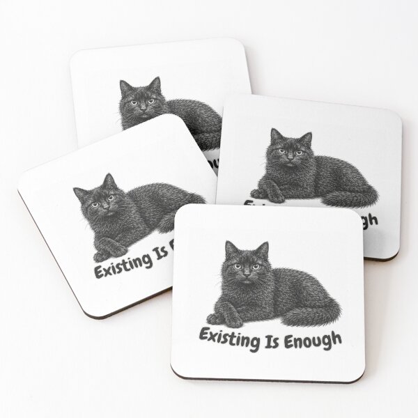 Item preview, Existing Is Enough – Cozy Fluffy Black Cat Design designed and sold by lumar23.