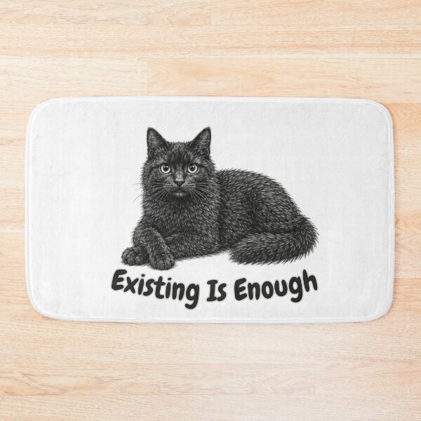 Item preview, Existing Is Enough – Cozy Fluffy Black Cat Design designed and sold by lumar23.