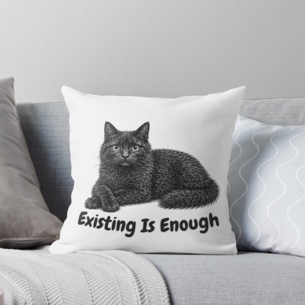 Item preview, Existing Is Enough – Cozy Fluffy Black Cat Design designed and sold by lumar23.