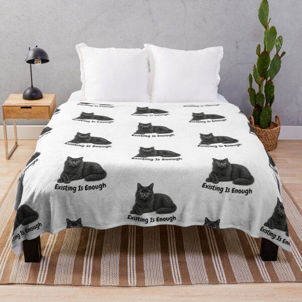 Item preview, Existing Is Enough – Cozy Fluffy Black Cat Design designed and sold by lumar23.