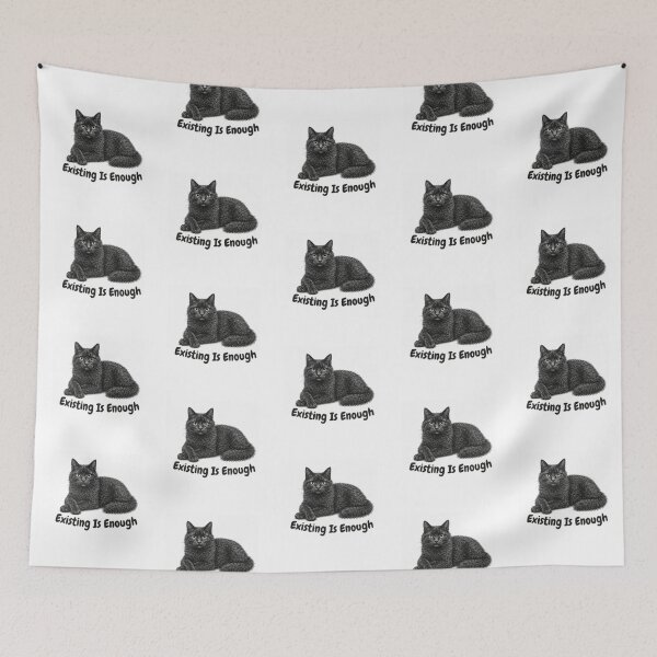 Item preview, Existing Is Enough – Cozy Fluffy Black Cat Design designed and sold by lumar23.