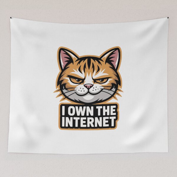Item preview, I Own The Internet Smug Cat Meme Feline designed and sold by AntiqueImages.