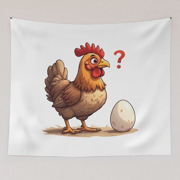 Item preview, Confused Chicken and Egg Cartoon Illustration designed and sold by Karolina’s Cozy Creations.