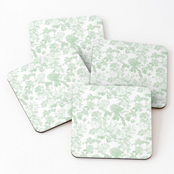 Item preview, Green White Floral Roses Chinoiserie Pattern designed and sold by idovedesign.