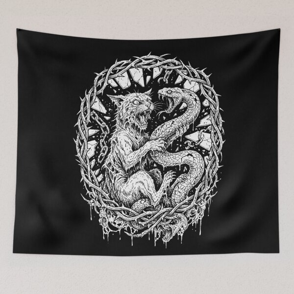 Item preview, Cat vs Snake | Horror Gothic Fight Animal designed and sold by ianths.