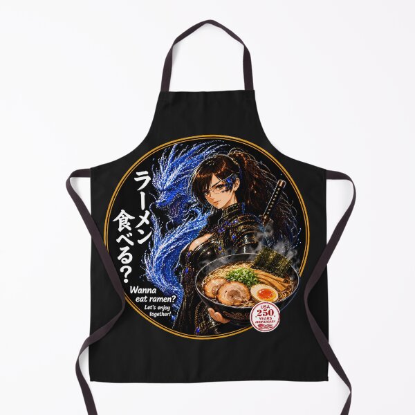 Item preview, Wanna Eat Ramen Cyber Samurai Girl Blue Dragon USA 250th Design designed and sold by Dragon-Samurai.