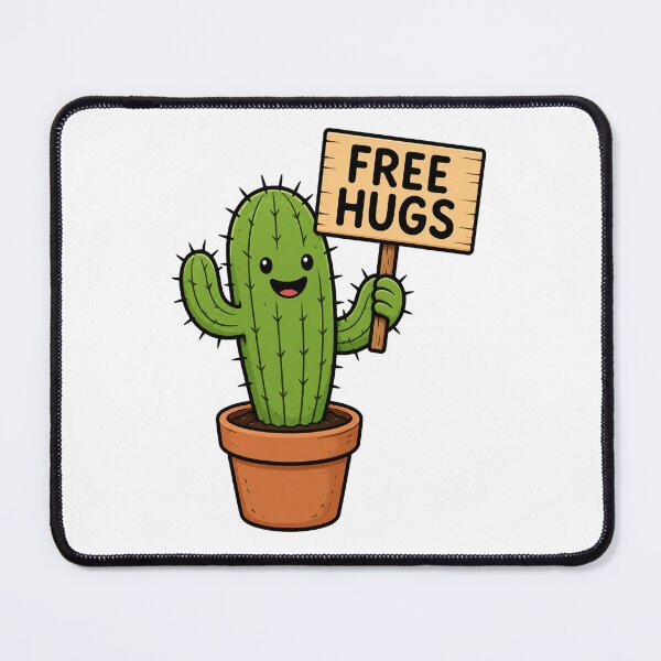 Item preview, Free Hugs Cactus - Funny Cute Kawaii Cartoon Sticker designed and sold by ClickToSticker.