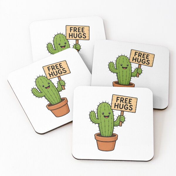 Item preview, Free Hugs Cactus - Funny Cute Kawaii Cartoon Sticker designed and sold by ClickToSticker.