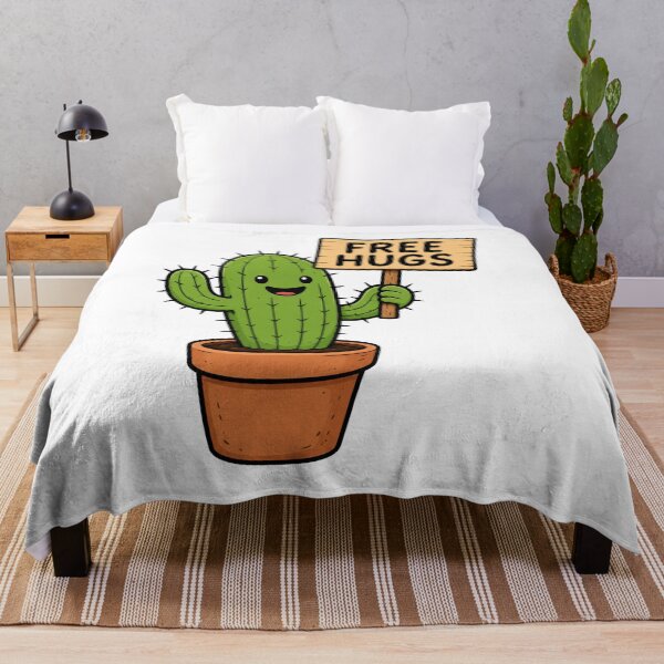 Item preview, Free Hugs Cactus - Funny Cute Kawaii Cartoon Sticker designed and sold by ClickToSticker.
