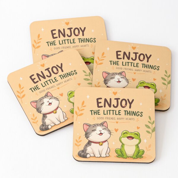 Item preview, Enjoy The Little Things Cute Cat And Frog Graphic Design designed and sold by ArtoryNest.