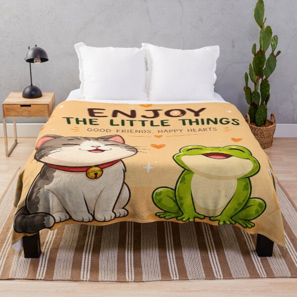 Item preview, Enjoy The Little Things Cute Cat And Frog Graphic Design designed and sold by ArtoryNest.