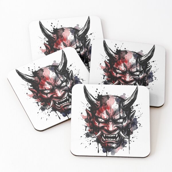 Item preview, Japanese Oni Mask - Brutal Ink & Cosmic Watercolor Spirit designed and sold by OnikaD art.