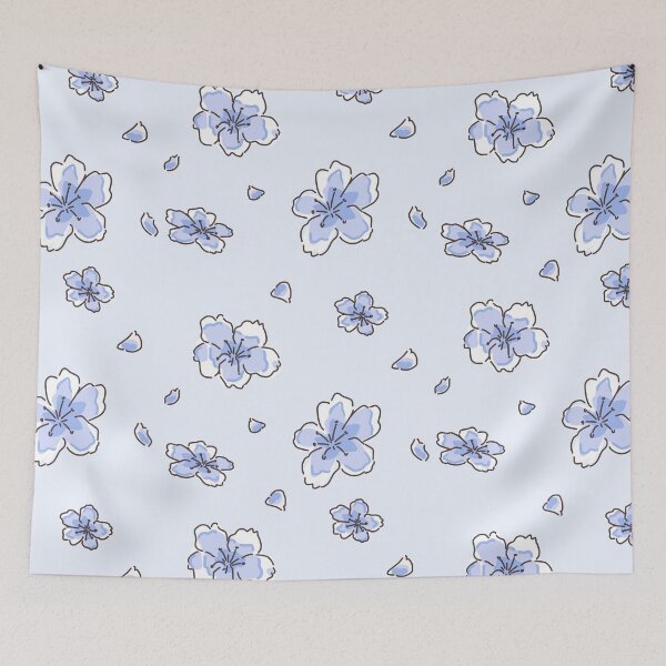 Item preview, blue falling cherry blossoms designed and sold by LittleJuicy.