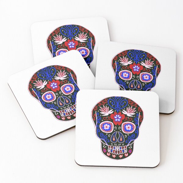 Item preview, Patriotic  red white & blue Day Of The Dead Sugar Skull designed and sold by Anne Londez Studio.
