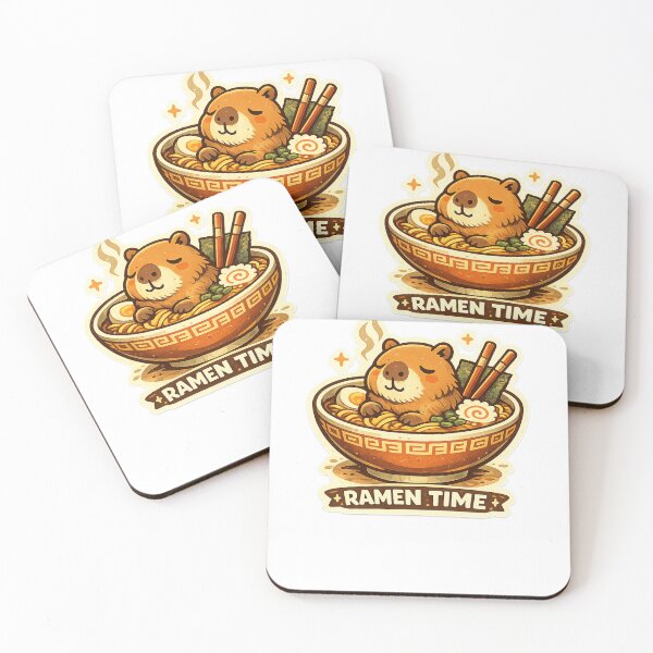 Item preview, RAMEN TIME Cute Capybara Japanese Retro Sticker designed and sold by Watchyyy.