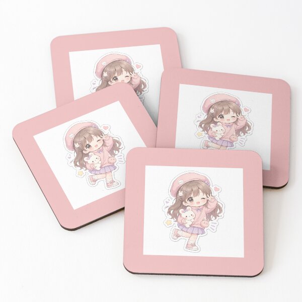 Item preview, cute chibi girl with pink baret and bunny dol designed and sold by thecapy.