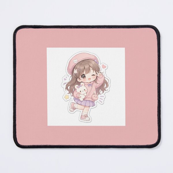 Item preview, cute chibi girl with pink baret and bunny dol designed and sold by thecapy.
