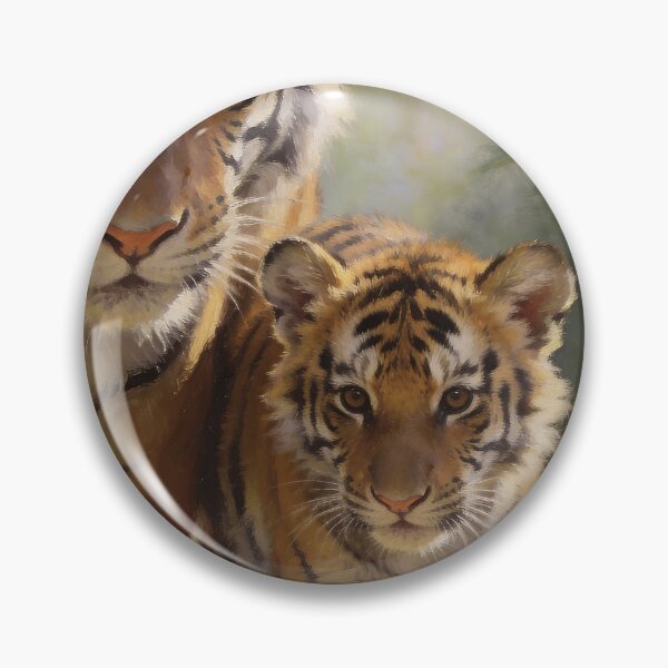 Item preview, Tiger Cub & Mother - Jungle Wildlife Painting - A3 A4 A5 Wall Art designed and sold by QuietCanvasArtworks.