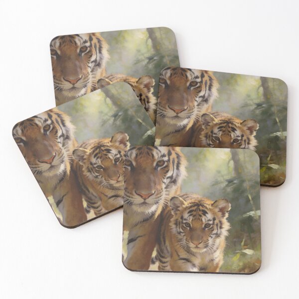 Item preview, Tiger Cub & Mother - Jungle Wildlife Painting - A3 A4 A5 Wall Art designed and sold by QuietCanvasArtworks.