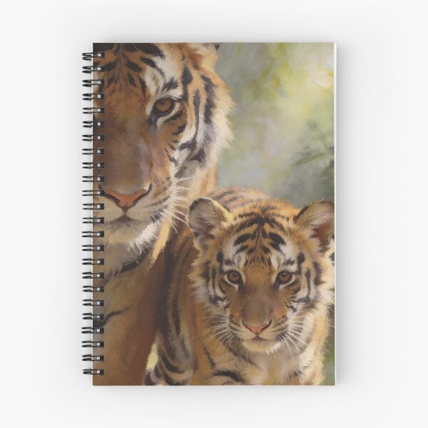 Item preview, Tiger Cub & Mother - Jungle Wildlife Painting - A3 A4 A5 Wall Art designed and sold by QuietCanvasArtworks.