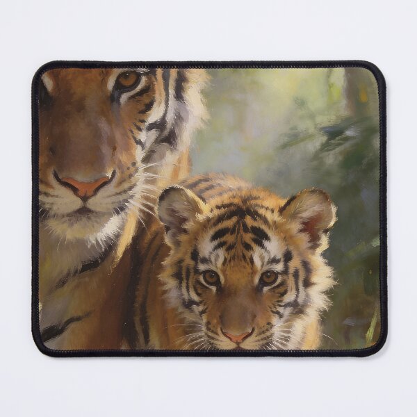 Item preview, Tiger Cub & Mother - Jungle Wildlife Painting - A3 A4 A5 Wall Art designed and sold by QuietCanvasArtworks.