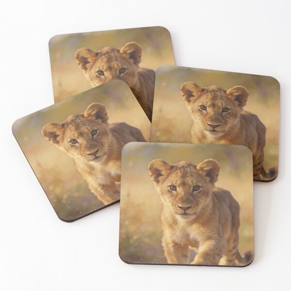 Item preview, Lion Cub Walking - Realistic Wildlife Painting - Safari Animal Art designed and sold by QuietCanvasArtworks.