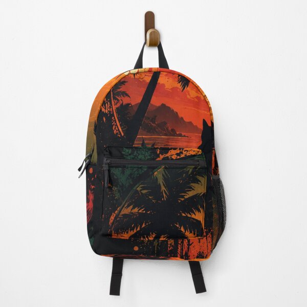 Item preview, Tropical Sunset Cat Poster – Aesthetic Palm Tree Coastal Wall Art Print designed and sold by IconicDesignsXd.