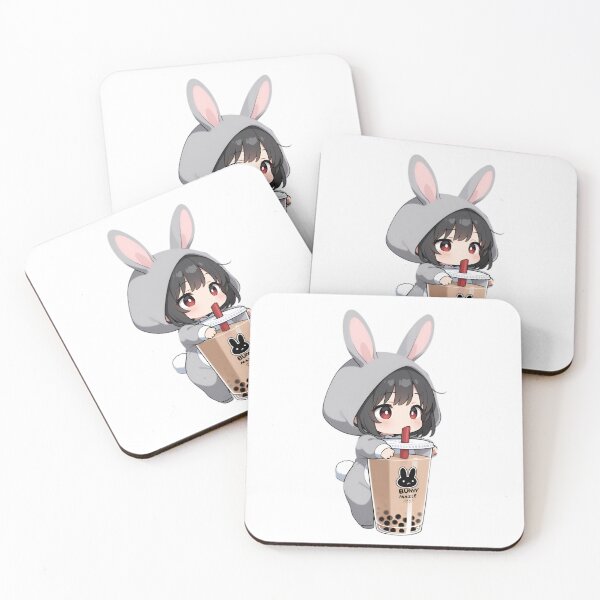 Item preview, Cute Bunny Girl Drinking Bubble Tea – Kawaii Chibi Anime Aesthetic designed and sold by Dyan4.