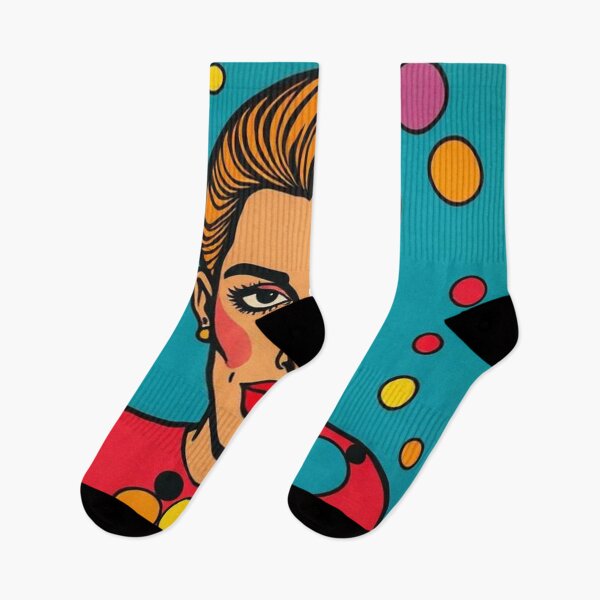 Item preview, Feminine Illustration on Blue Background with Multicolored Circles designed and sold by RAISC.