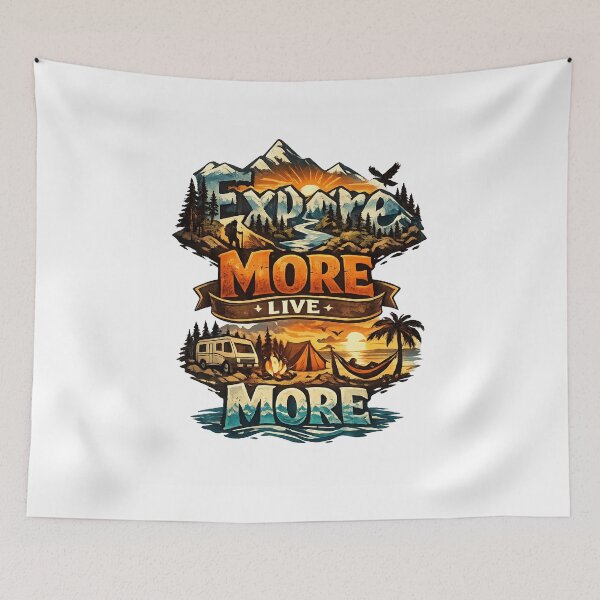 Item preview, Explore More Live More Adventure Nature Camping Graphic T-Shirt designed and sold by XxZainStylexX.