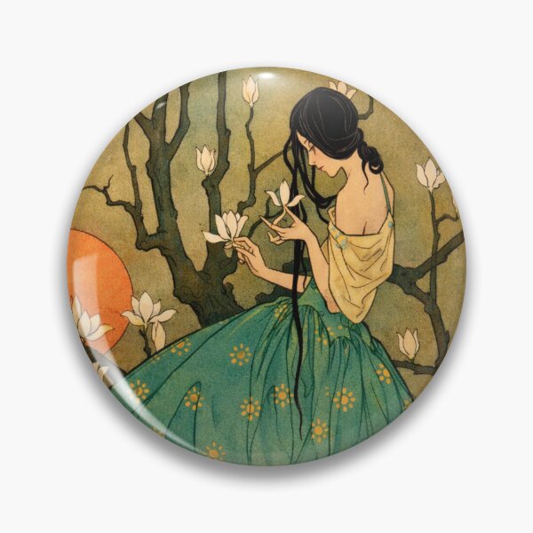 Item preview, Magnolia Blossom Art Nouveau Woman Illustration for Vintage Art Lovers designed and sold by RickE.